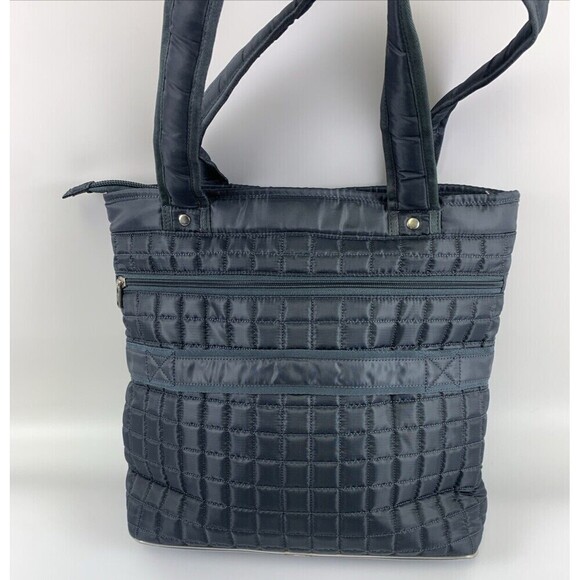 Lug Taxicab Tote Bag Gray Quilted Purse Zip Travel Pockets Large Purse Bag - Picture 3 of 16